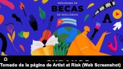 Cartel del porgrama de becas para exiliados cubanos de Artist at risk y el PEN Club Internacional