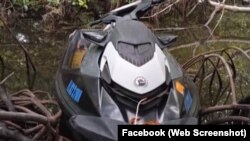 La moto acuática presentada en el programa Razones de Cuba por el vocero oficialista Humberto López.