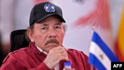 (FILES) Nicaragua's President Daniel Ortega attends the summit of the Bolivarian Alliance for the Peoples of Our America (ALBA) bloc in Caracas on April 24, 2024.