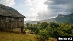 Scenic Landscape With Little House in Mountains, Cuba, Vinales Valley