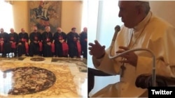 Obispos venezolanos reunidos con el Papa en Roma.