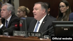 Pompeo reitera en la OEA el apoyo de EEUU al pueblo venezolano y su presidente encargado Juan Guaidó.