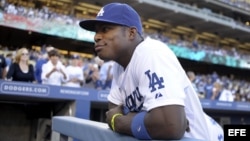 El jugador Yasiel Puig de los Dodgers de Los Ángeles.