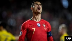 Cristiano Ronaldo en el juego contra Ucrania, el 22 de marzo.