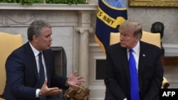 El presidente Donald Trump recibe a su homólogo colombiano, Iván Duque, en la Casa Blanca.