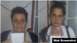 Las Damas de Blanco Ania Zamora y su hija, Sissi Abascal, quien actualmente está en prisión por manifestarse el 11J