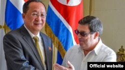 Los cancilleres de Cuba, Bruno Rodríguez, y Norcorea, Ri Yong-Ho, en La Habana.
