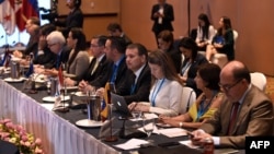 Cancilleres del Grupo de Lima reunidos este jueves, 6 de junio, en Guatemala.