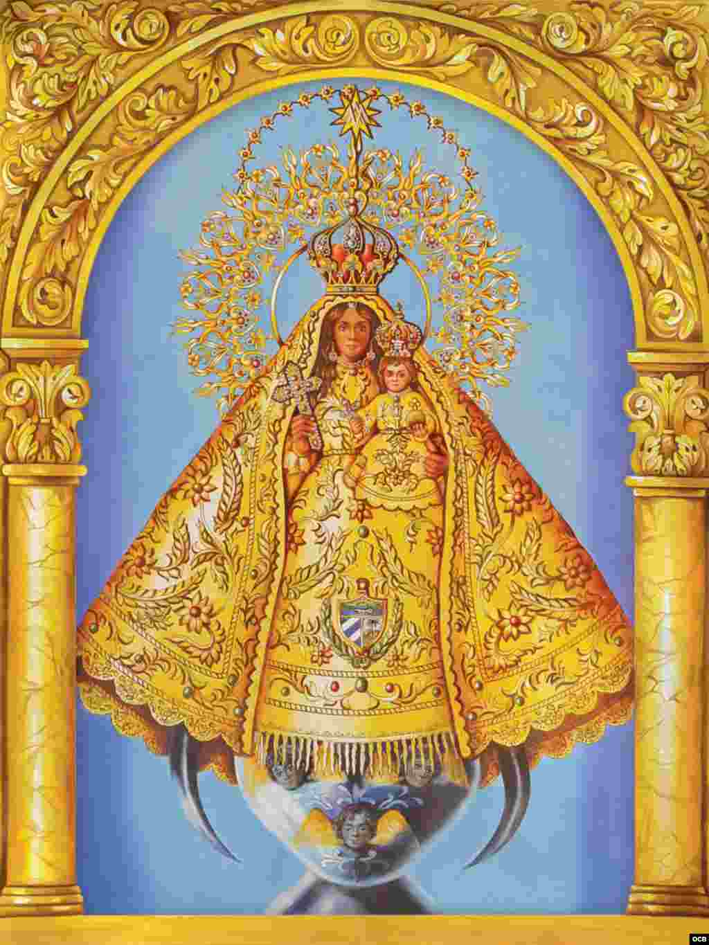 2- Virgen de la Caridad del SEPI Instituto Pastoral del Sureste. Serie "Los arcos de la Virgen", 24 Vírgenes latinoamericanas (cerámica, 18x24 pulgadas).