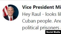 Twitter de Mike Pence, vicepresidente de EEUU.