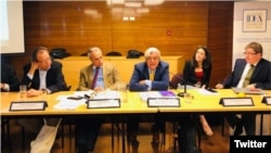 Rosa María Payá, segunda de der. a izq., durante el evento de IDEA en chile.