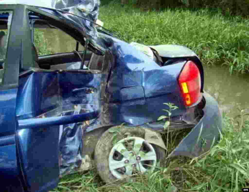 El vehículo donde viajaba el fallecido opositor Oswaldo Payá, conducido por el español Ángel Carromero.
