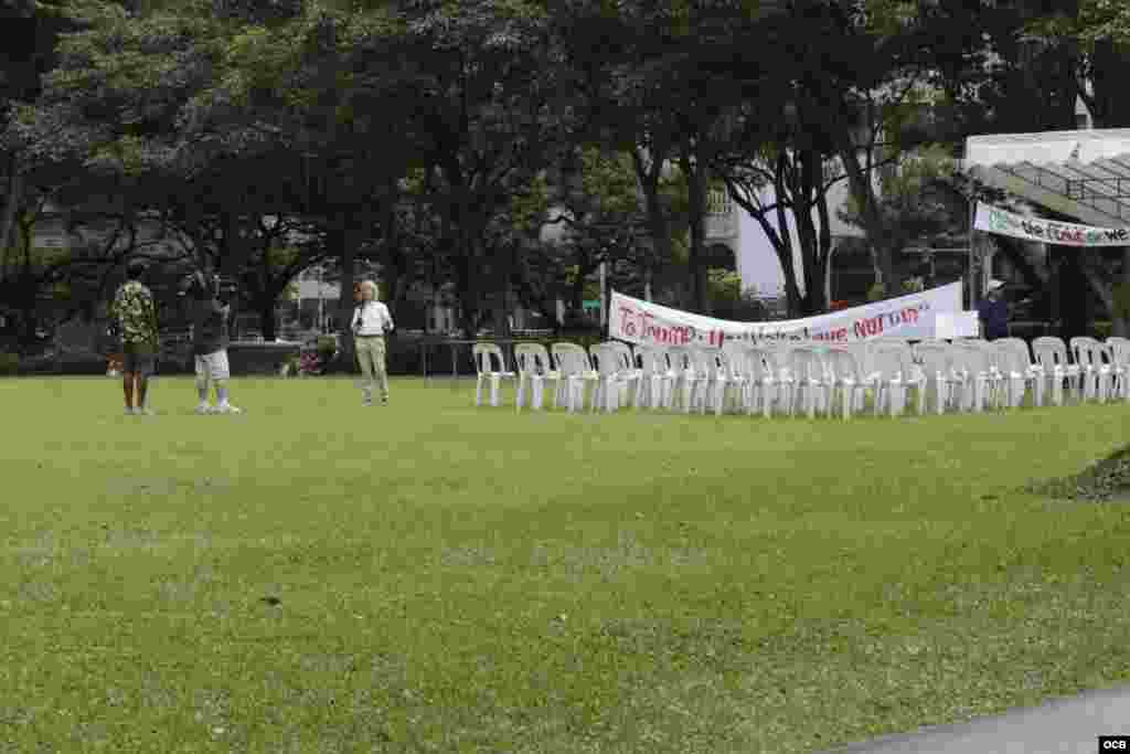 La periodista Greta Van Susteren, de la VOA, en la Esquina de los Oradores.